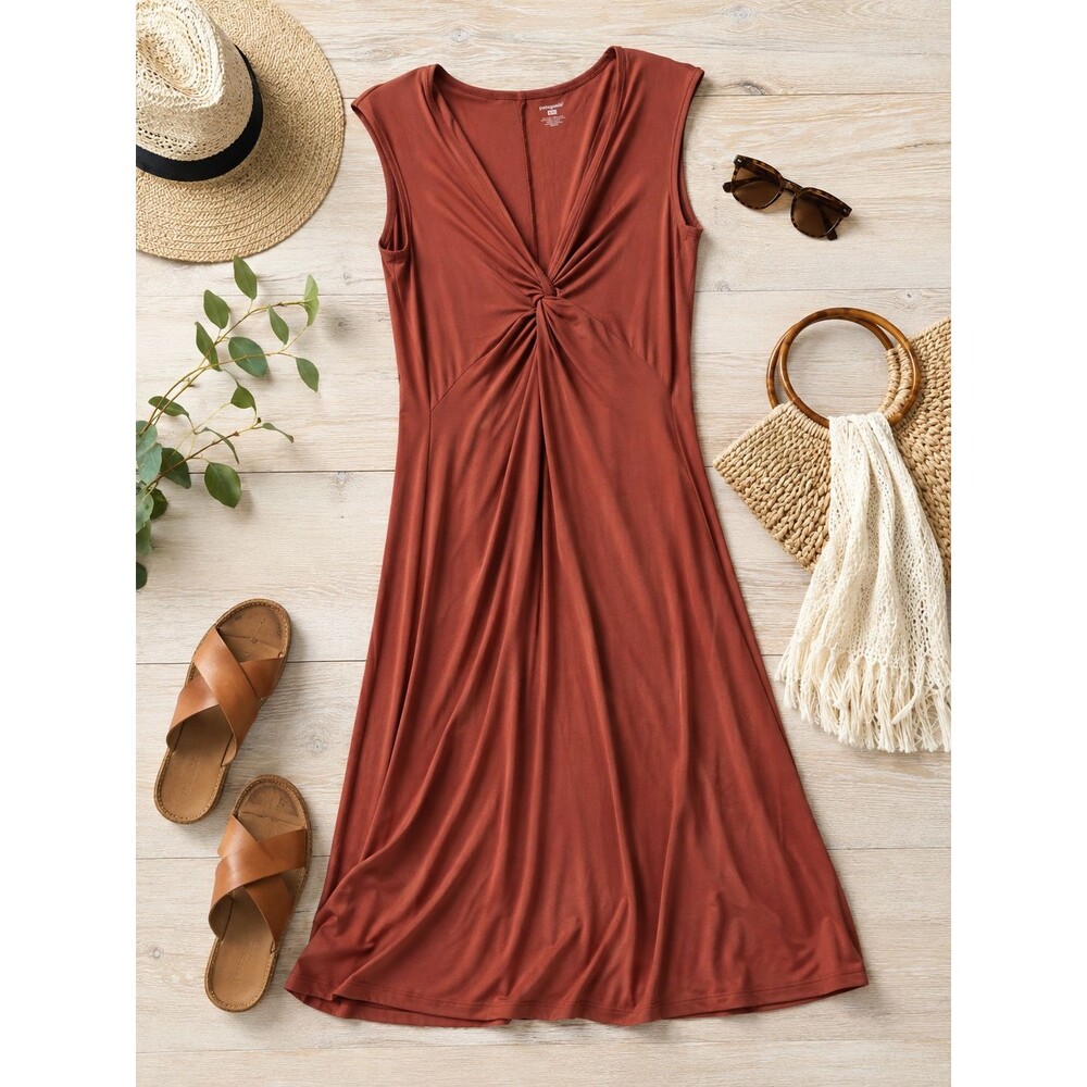 Patagonia Women's Sleeveless Twist Front Maxi Dress Rust Brown Size S